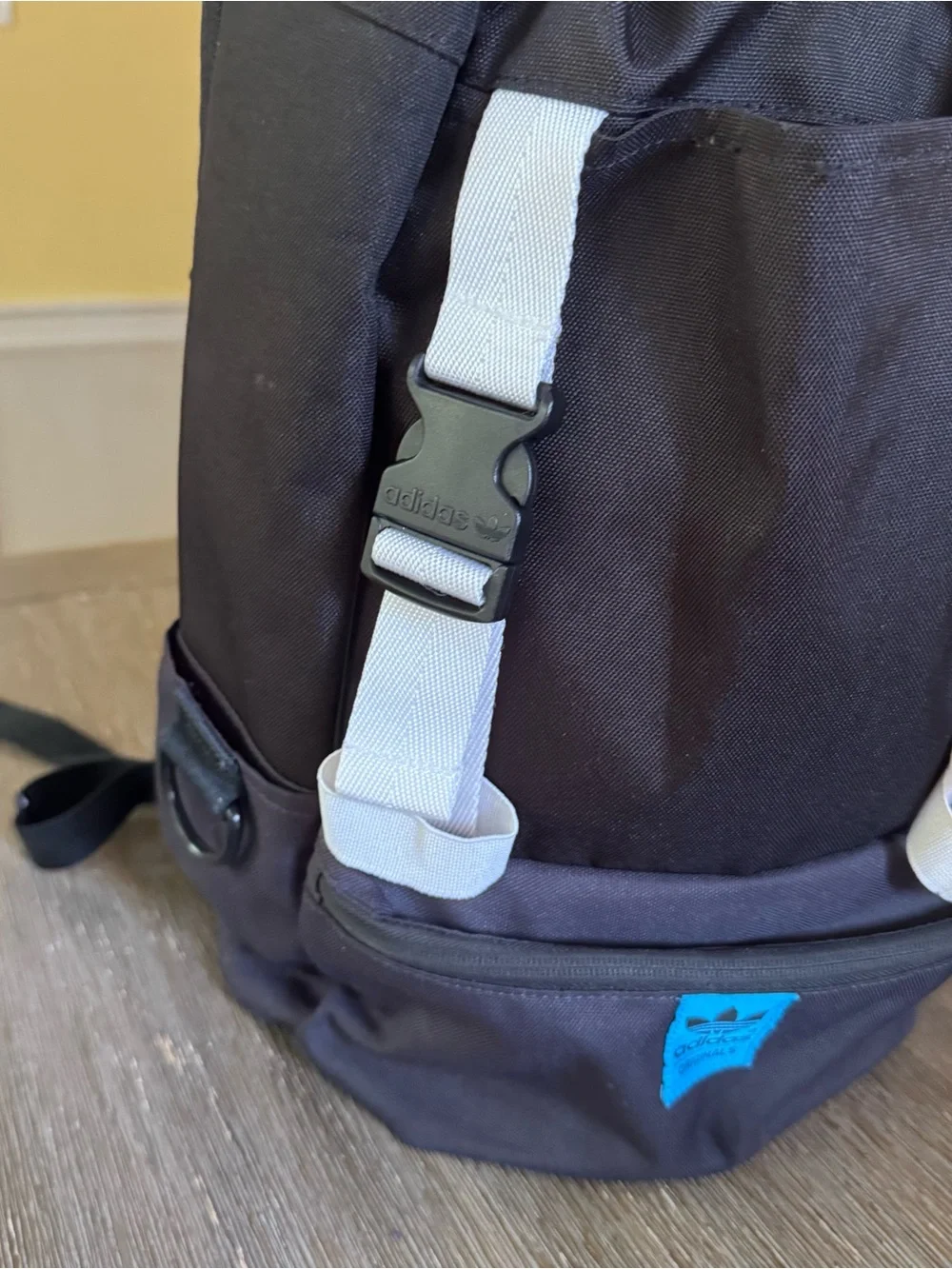 Adidas Originals Black Backpack with White Straps for School Sports Commute
